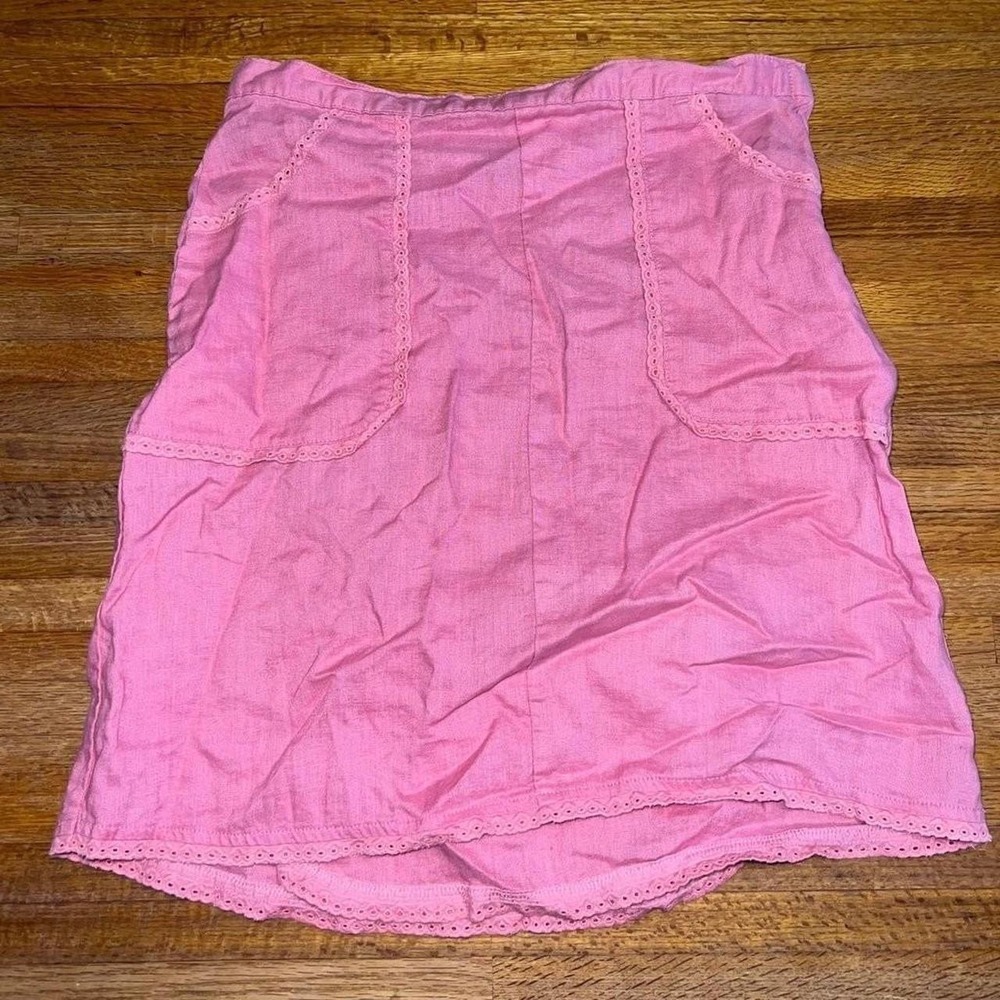 GAP Kids Girl 12 Pink A-line Eyelet Trim Knee Length Deep Pockets Side Zip Skirt